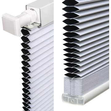 Cordless Cellular Shades, No Tools No Drill Blackout Room Darkening Custom Cut to Size Honeycomb Shades Pleated Blinds for Windows (Silver White, Any Size 16-52 Wide and 12-72 High)