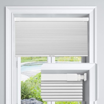 Cordless Cellular Shades No Tools No Drill Blackout Cellular Blinds for Window Size 20" W x 64" H, Silver White