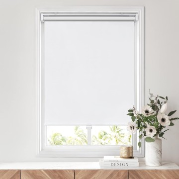 No Tools No Drill Cordless Roller Blinds Shades, 100% Blackout Waterproof Fabric Thermal Insulated UV Protection Privacy Blinds for Window Size 24'' W x 72'' H, White