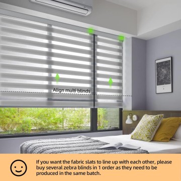 Motorized Zebra Shades with Remote,Dual Layer Roller Sheer Window Shades Blinds for Windows,Smart Banded Shades Works with Alexa for Home and Office,Custom Size,Light Filtering Light Grey