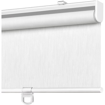 Cordless Roller Shade, Free-Stop Blackout Blinds for Windows, Thermal Insulated UV Protection Fabric with Striped Jacquard, Roll Up Blinds for French Doors, Bathroom: 20'' W x 72'' H, White