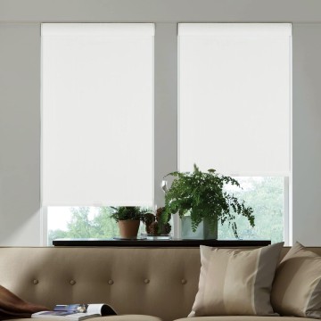 White Cordless 100% Blackout Roller Shades for Window Blinds with Valance, Free-Stop Thermal Insulated Roller Blinds for Windows Shades for Bedroom, Living Room,Home Office