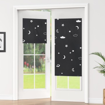 100% Blackout Door Curtain, No tools No Drill Cordless Blinds for Windows, Thermal Insulated UV Protection Privacy Window Curtains for French Door Front Door(26''W x 68''H, Stars, 1 Panel)