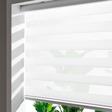 Zebra Blinds Roller Shades for Windows, Pretection Privacy, Light Filtering Control Day and Night, Corded Roll pull down Blind for home and office (offWhite - Width 72", Max Drop Height 72")