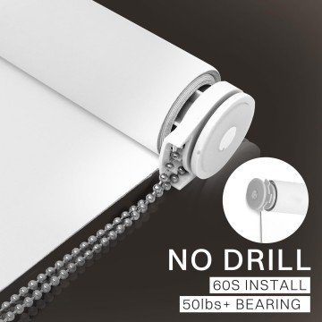 100% Blackout Roller Shade | No-Drill & Tool-Free Installation | UV Protection | Easy-Care Fabric | Roller Blind for Windows & Doors | Pull Down Window Shade - White