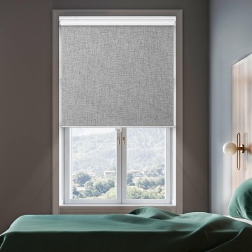 100% Blackout Roller Window Shades, Window Blinds Cordless with Thermal Insulated, UV Protection Fabric, Mini French Door Blinds for Home, Office, Bedroom, Easy to Install, Grey